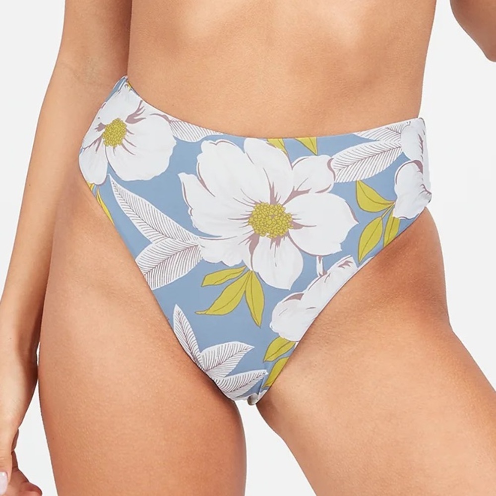 Volcom XSmall Bottoms Bikini Vacay Bouquet Retro in Washed Blue NWT